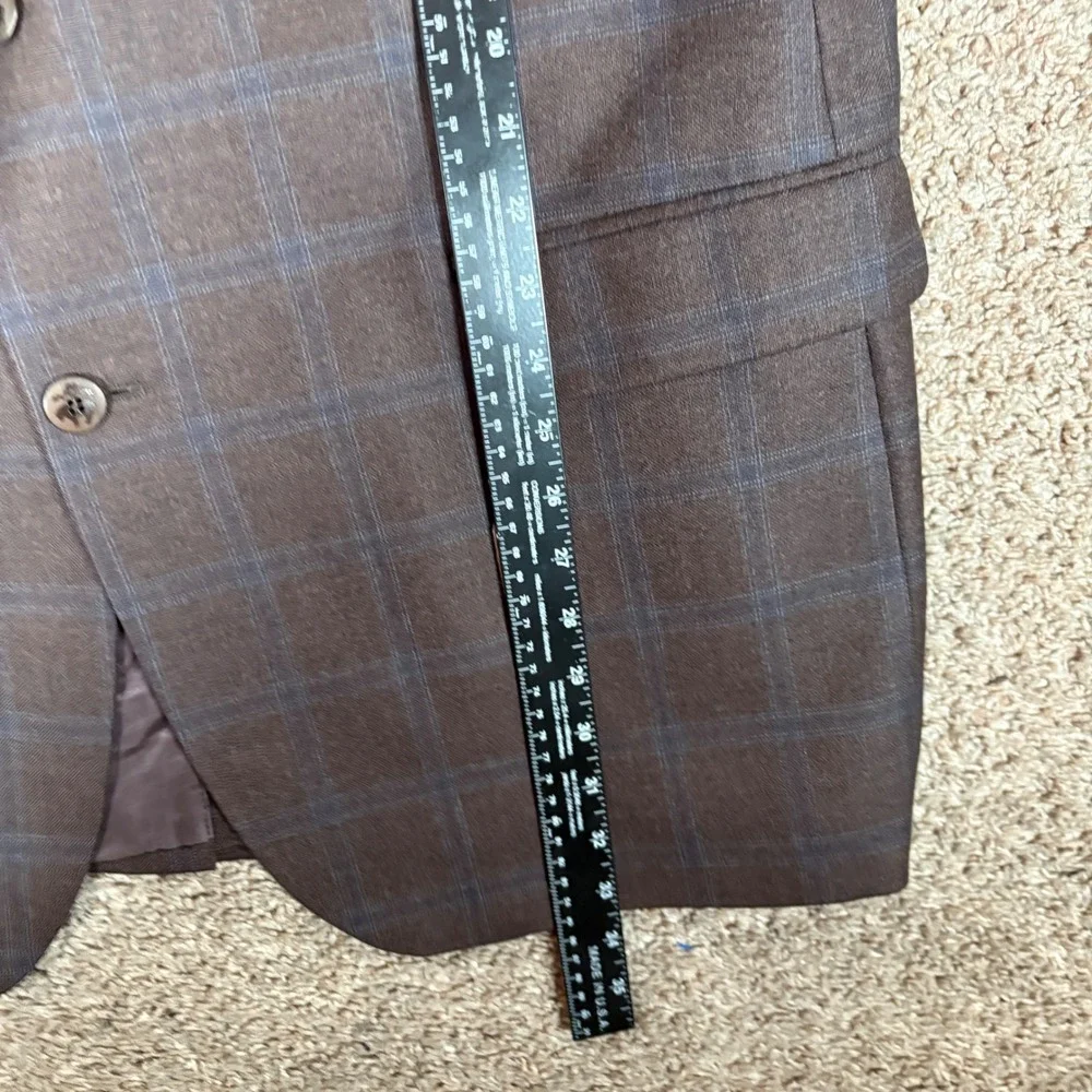 Brooks Brothers 1818 Madison Brown Windowpane Saxon Wool Blazer Sport Coat 46R